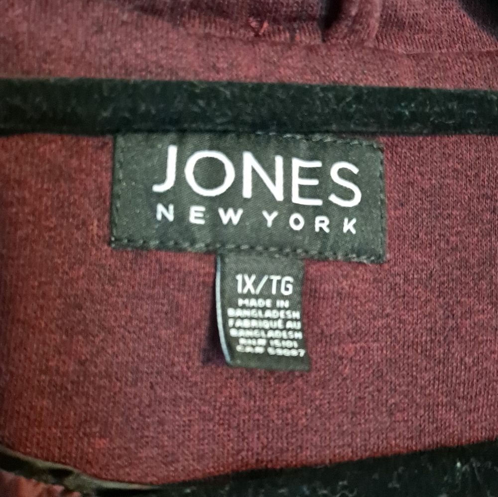 Adorable Jones NY burgundy knit double breasted pea coat, 1X - Picture 9 of 9